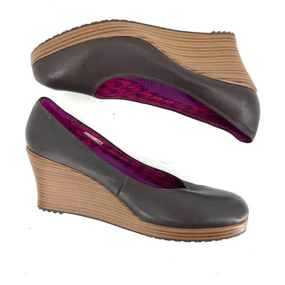 Crocs A-Leigh Closed Toe Leather Brown Wedge Pumps Women’s Size 10 Brown 14700 - Picture 6 of 9